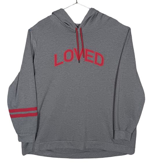 Pajamagram Hoodie Sweatshirt Size 2X Gray and Red "Loved" graphics Long Sleeves - Picture 2 of 7
